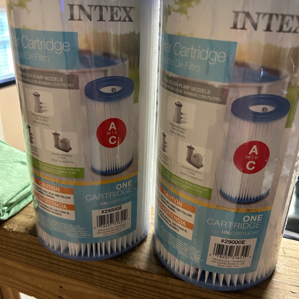 Above-ground pool filters. Brand new and still in original wrapping.